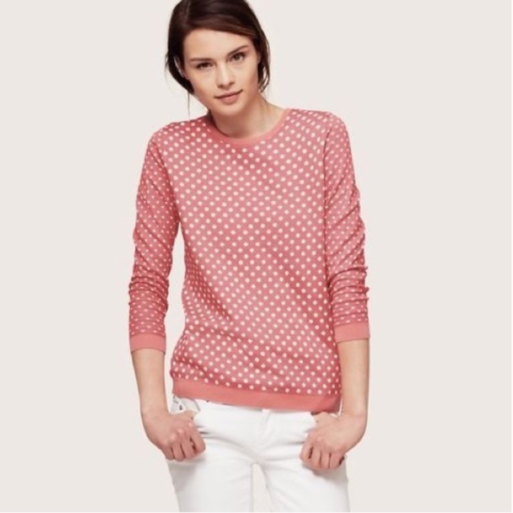 🎈LOFT pink and white polka dot sweater